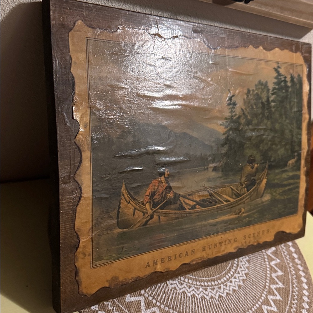 Vintage ‘American Hunting Scenes : A Good Chance’ Currier & Ives Art on wood - Picture 2 of 5